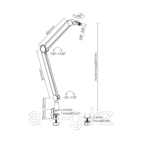 Пантограф (стойка) для микрофона Brateck MDS13-1, фото 2