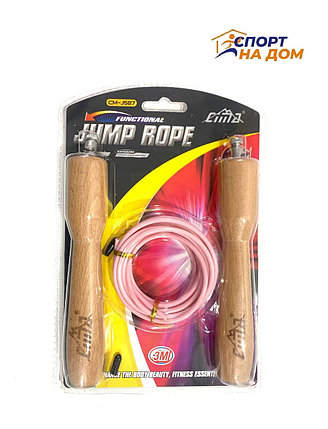 Спортивная скакалка с деревянными ручками CIMA Pink, фото 2