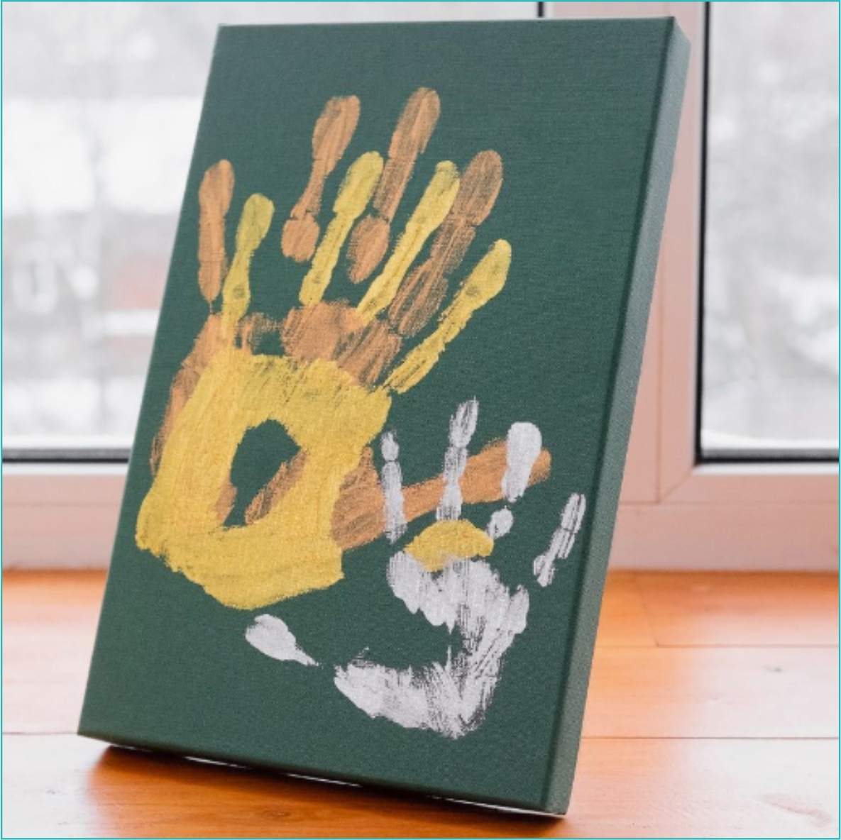 Набор "Отпечатки рук влюбленных на холсте" (Green) - фото 4 - id-p110517040