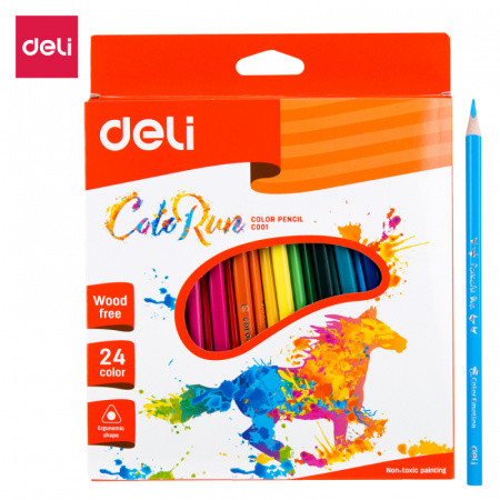 Карандаши цветные Deli "ColoRun", 24 цвета, картон - фото 1 - id-p110521971