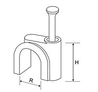 Скоба для кабеля круглая 8мм,уп.100 штук