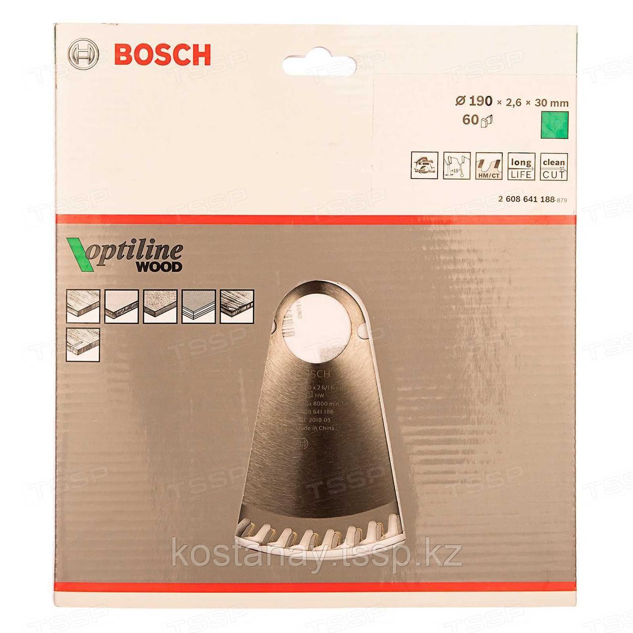 Диск пильный Bosch 190*30 60Т Optiline 2608641188 - фото 1 - id-p110279861