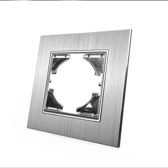 Рамка ZION 1-АЯ (одинарная) серая алюминий, фото 1