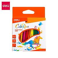 Түрлі-түсті қарындаштар Deli "ColoRun", қысқа, 12 түсті, картон