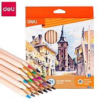 Түрлі-түсті қарындаштар Deli "Colored Pencil", 24 түсті, картон