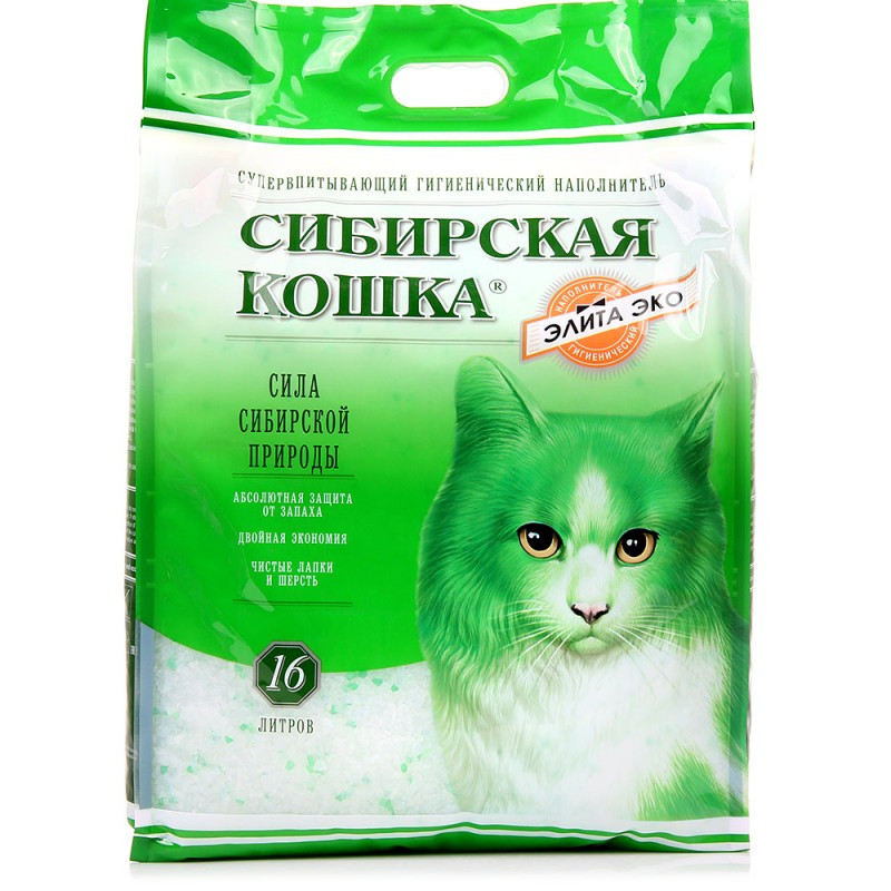 Сибирская кошка Эко Наполнитель силикагель для кошек 16 л