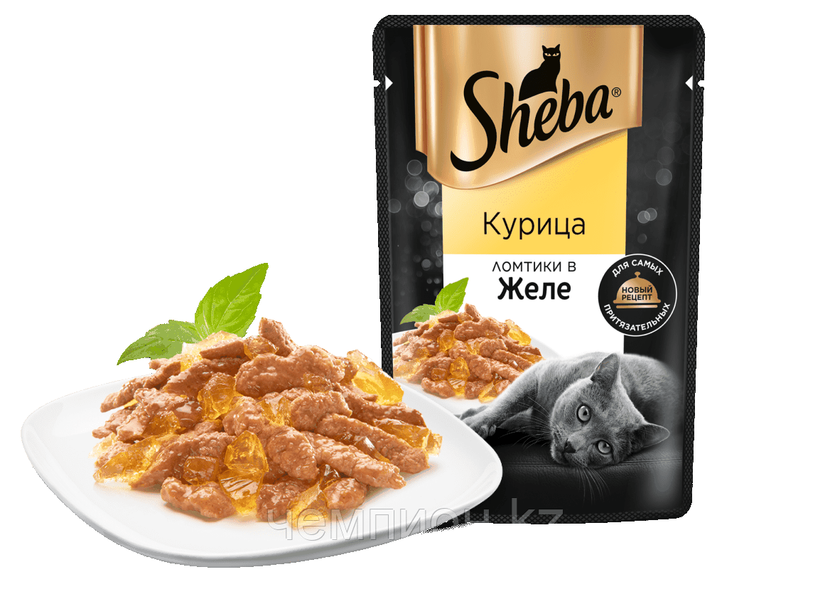 SHEBA, Шеба ломтики в желе, курица, влажный корм для кошек, пауч 75гр.