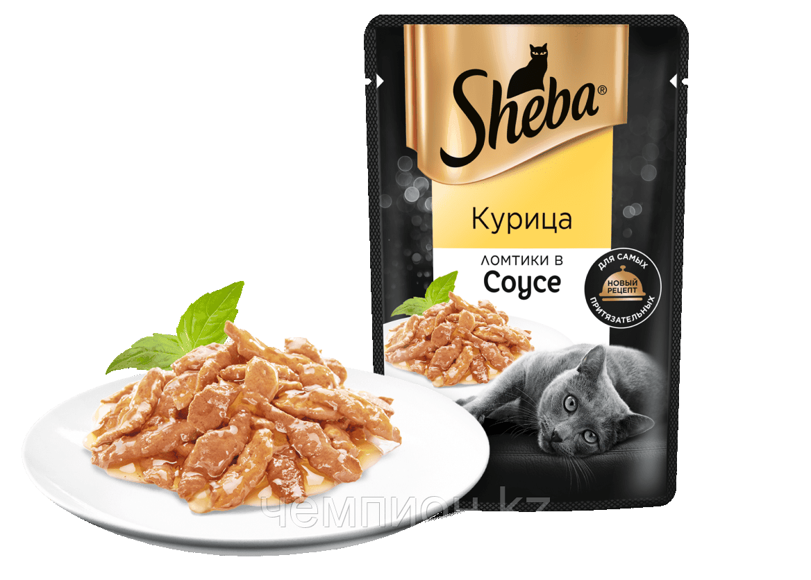 SHEBA, Шеба ломтики в соусе, курица, влажный корм для кошек, уп.28*75гр.