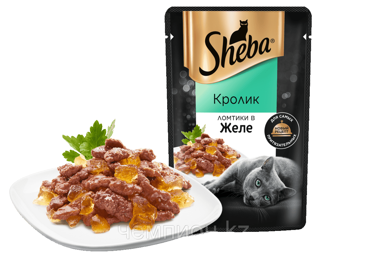 SHEBA, Шеба ломтики в желе, кролик, влажный корм для кошек, пауч 75гр.