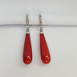 Серьги из серебра цветные камни  имитация жемчуга Красная Пресня 3367516Кр