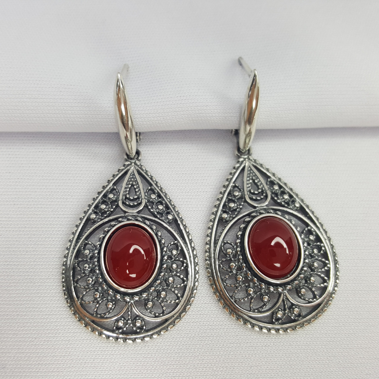 Серьги из серебра стекло ювелирное собственной огранки Красная Пресня 33312380Кр , с английским замком, фото 1