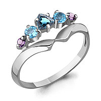 Серебряное кольцо Топаз Лондон Блю Топаз Свисс Блю Аметист Aquamarine 6568741.5 покрыто родием коллекц.