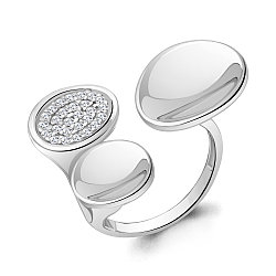 Серебряное кольцо  Фианит Aquamarine 67393А.5 покрыто  родием