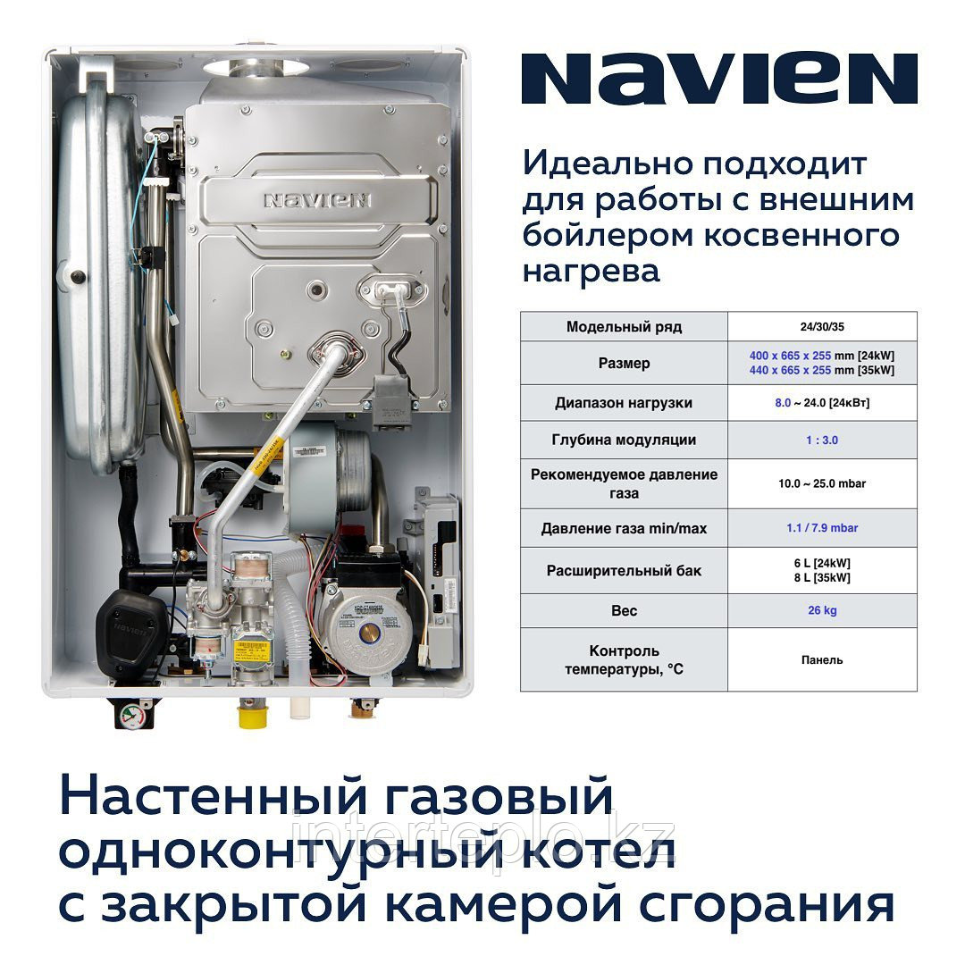 Одноконтурный газовый котел Navien Deluxe one 35 (до 350м2) с дымоходом - фото 3 - id-p110530678