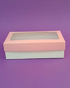 Коробка 20*11*6см крышка с коном + дно розовая