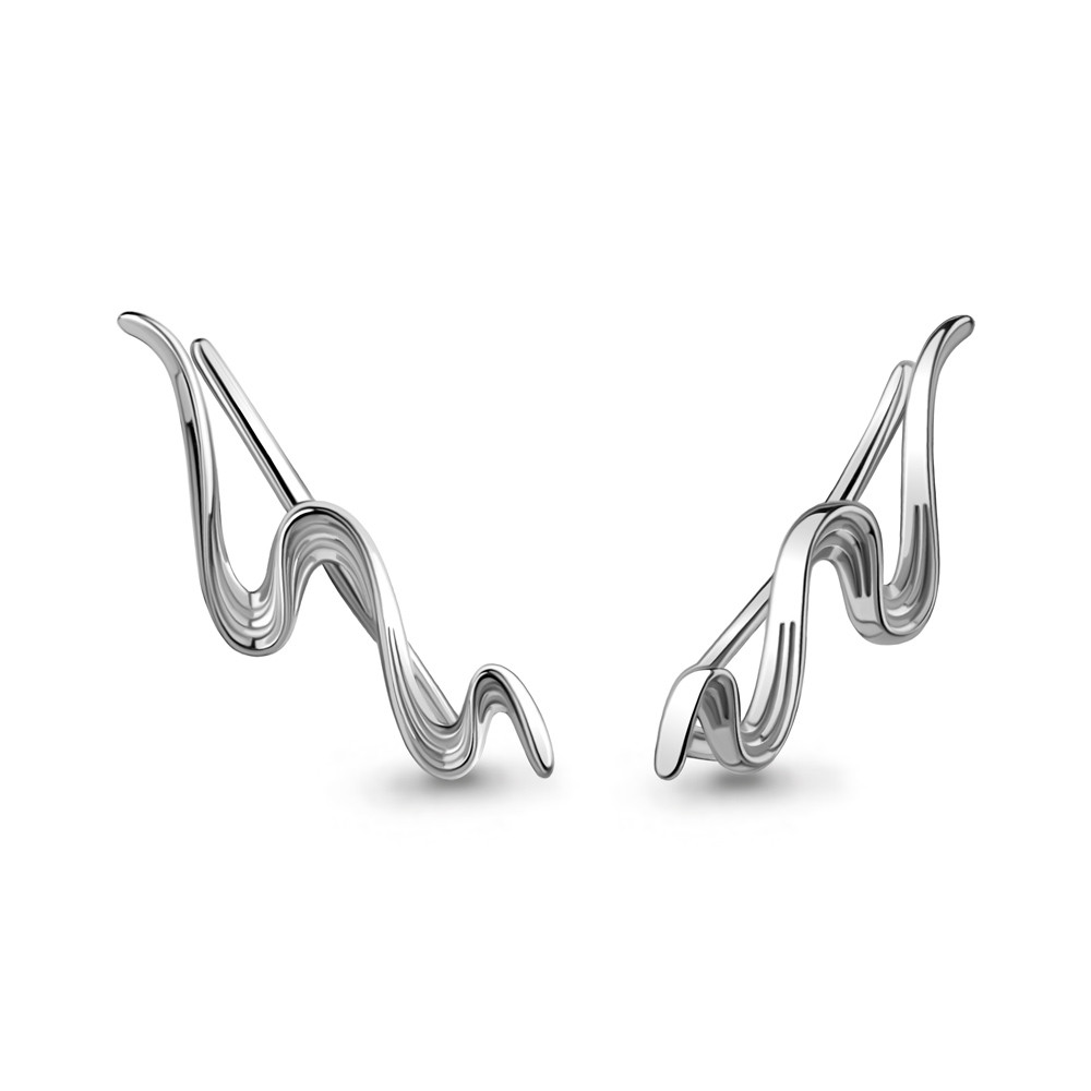 Серебряные серьги каффы Aquamarine 34590.5 серебро с родием