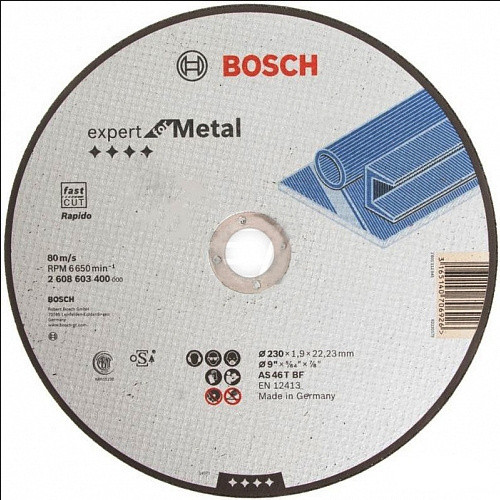 Круг отрезной по металлу Expert  230x1.9х22.2 mm,прямой, BOSCH_2608603400