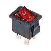 Выключатель клавишный 250V 6А (4с) ON-OFF красный с подсветкой Mini (RWB-207, SC-768) REXANT Индивидуальная
