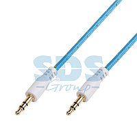 Аудиокабель AUX 3.5 мм в тканевой оплетке 1 м синий REXANT