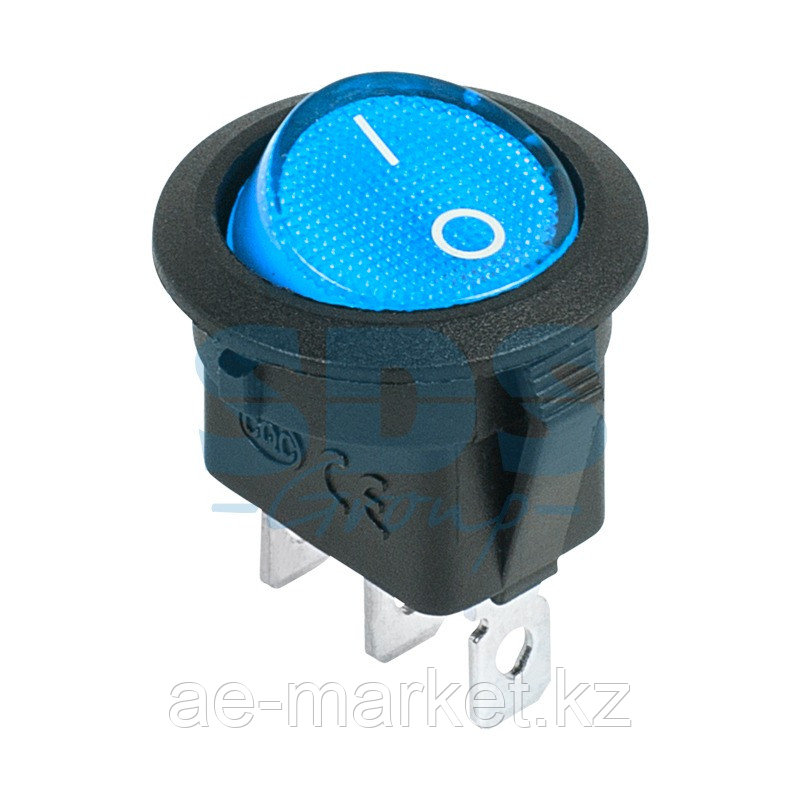 Выключатель клавишный круглый 12V 20А (3с) ON-OFF синий с подсветкой (RWB-214) REXANT - фото 1 - id-p92019816