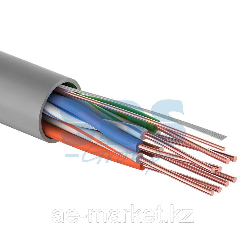 Кабель витая пара омедненный U/UTP, CAT 5e, PVC, 4PR 24AWG, INDOOR, SOLID, серый, 305м PROconnect
