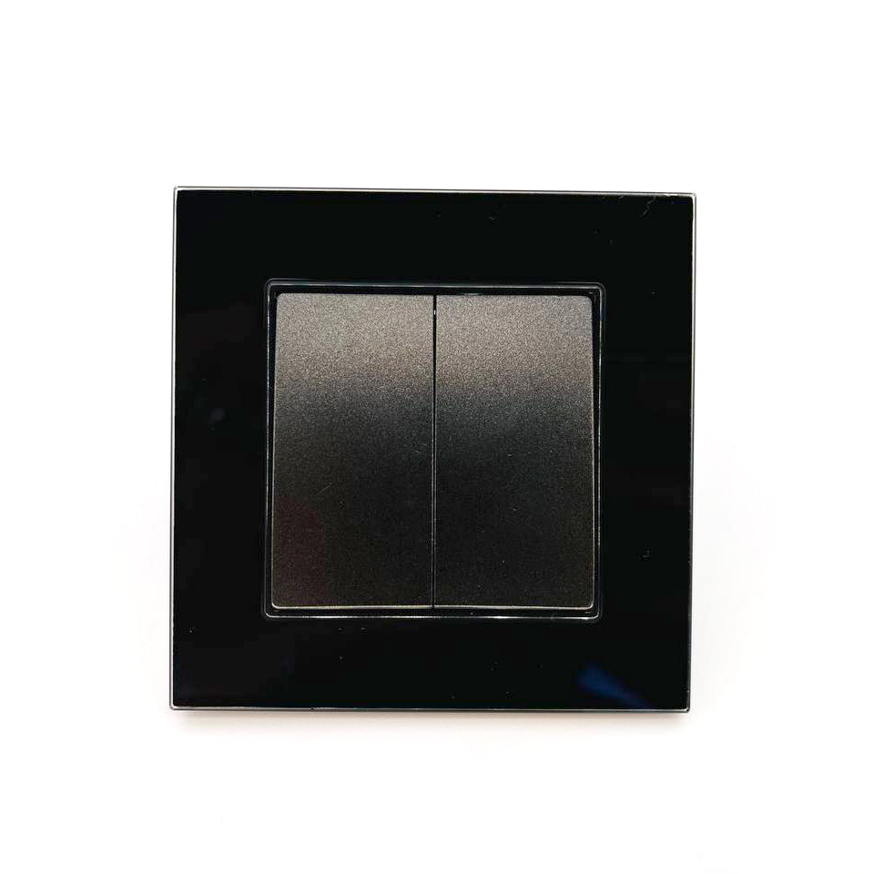 Выключатель ZION 2-клавишный черный (с рамкой) - фото 1 - id-p110543382