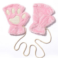 Перчатки митенки кошачьи лапки розовые