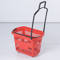 Корзина-тележка на роликах 35 л. красный