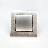 Выключатель ZION 1-клавишный серый (с рамкой алюминий)