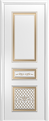 Двери межкомнатные Венеция глухие (ЧПУ) эмаль, патина, золото/серебро