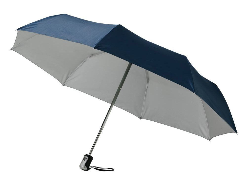 Зонт Alex трехсекционный автоматический 21,5, темно-синий/серебристый (Р)
