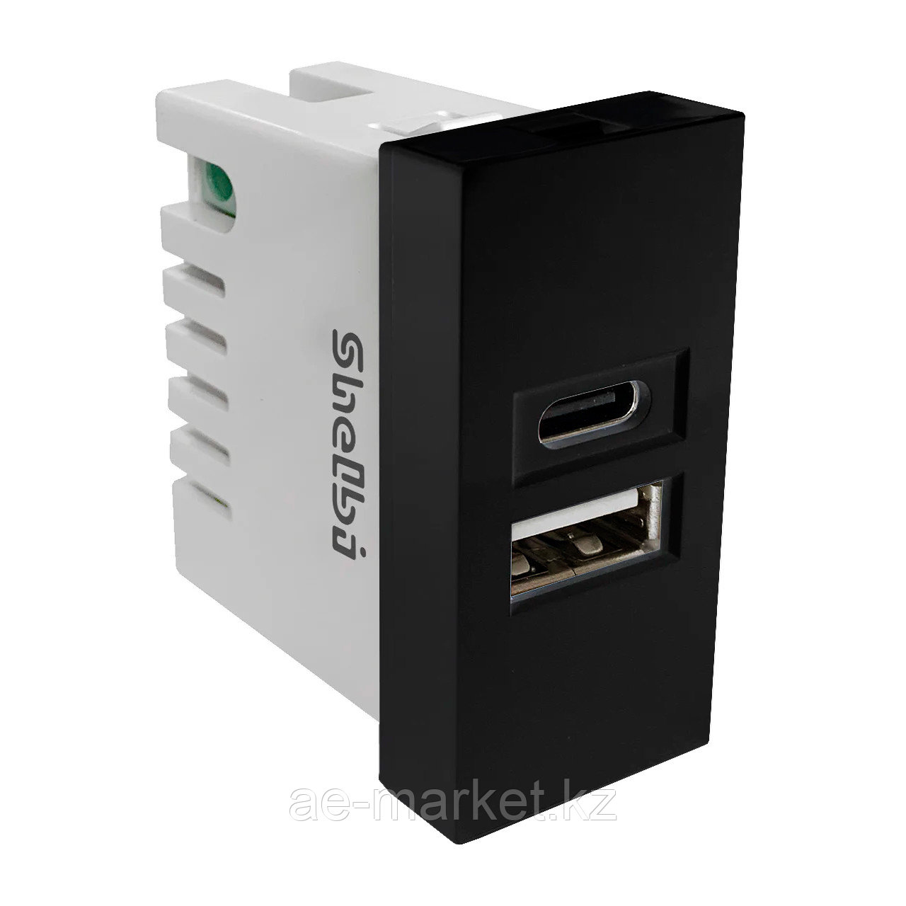 Shelbi 2- портовая USB и Type-C Розетка зарядка 45х22.5, чёрная - фото 1 - id-p110556946