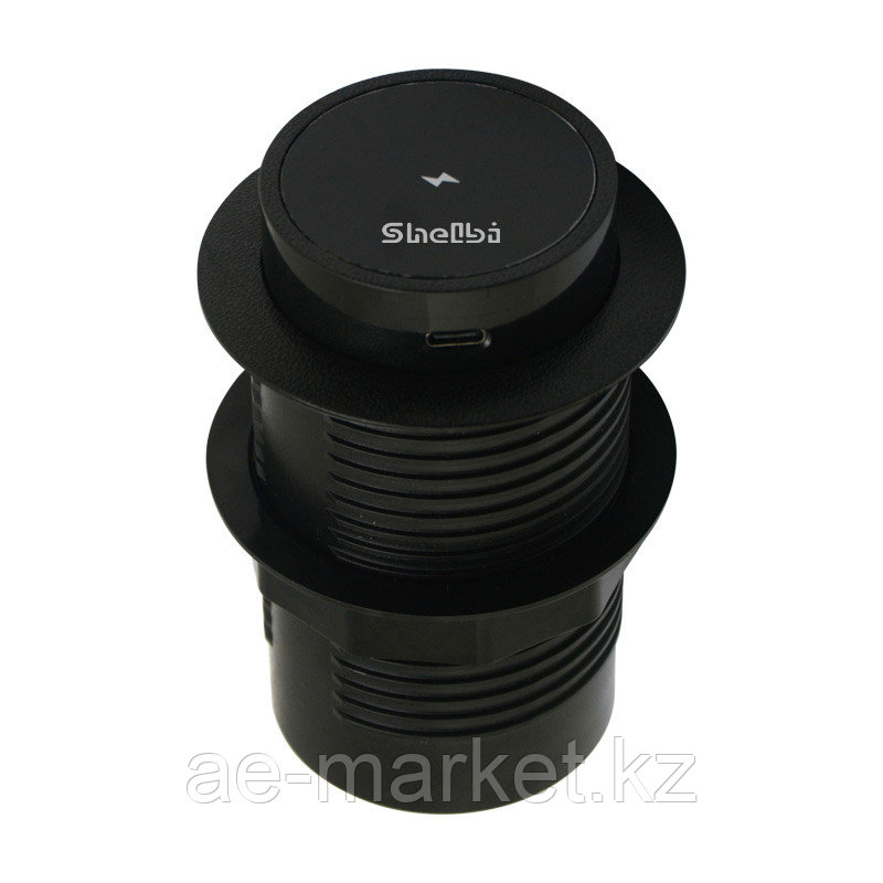 Shelbi Беспроводная зарядка, USB, Type-C для установки в стол, чёрный - фото 2 - id-p110556961