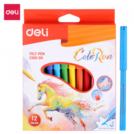 Фломастеры Deli "Larva", 24 цвета, трехгранный корпус, пластиковая упаковкаФломастеры Deli "Larva", 24 цвета,