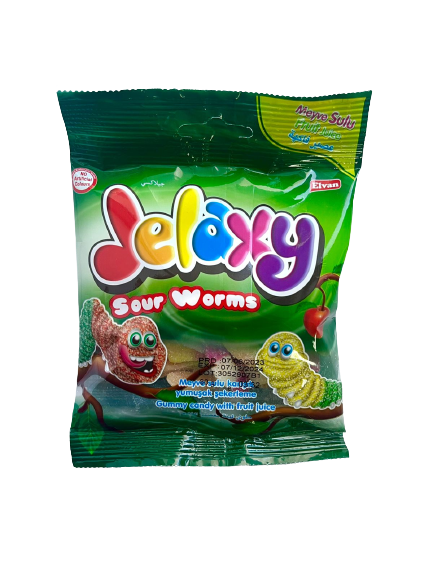 Жев. мармелад Jelaxy fizzy Sour Worms Кислые червячки 80 гр. (12 шт. в упаковке)
