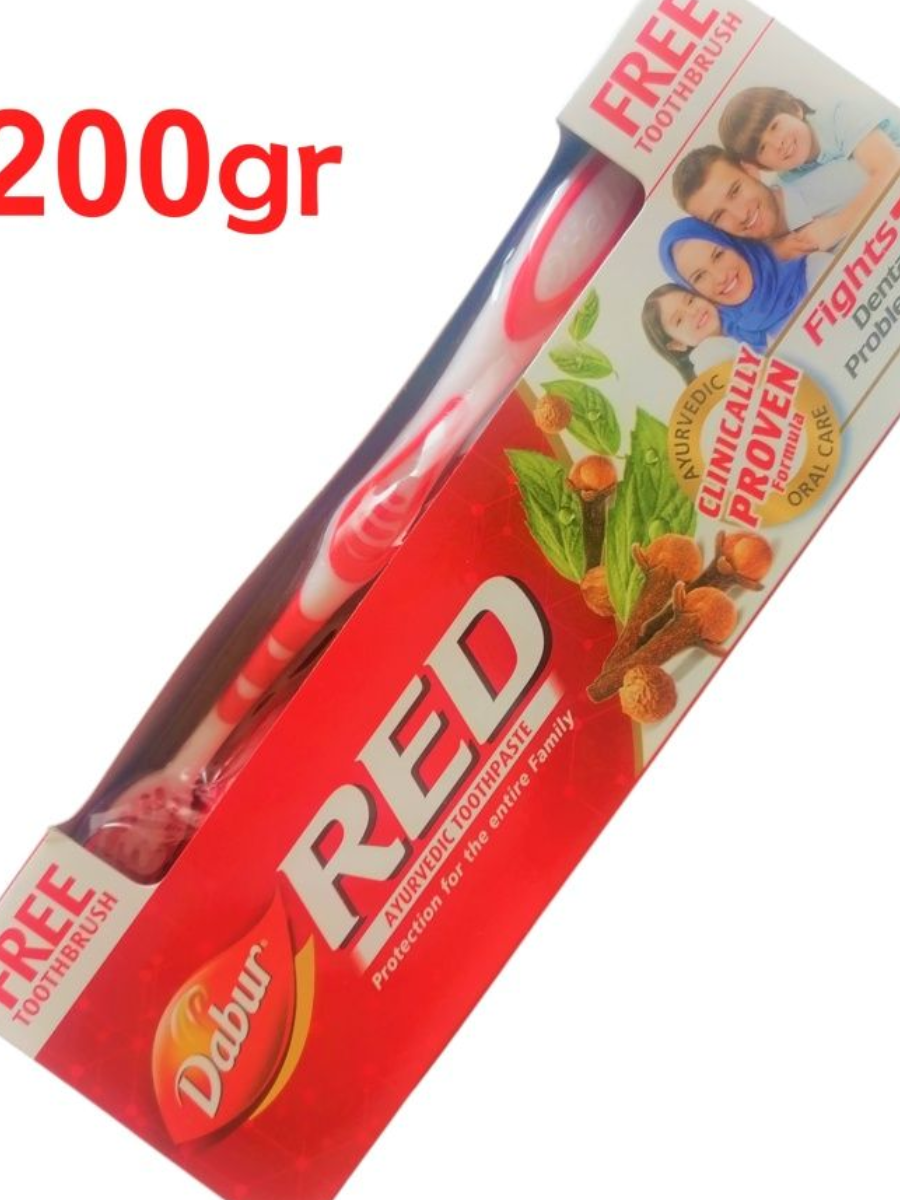 Аюрведическая зубная паста Ред (Red DABUR), 200г + зуб.щетка - фото 1 - id-p110557489