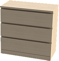 Комод Варма, (VARMA 3) 3 ящика, 80x78x40, шпон дуб, беленый