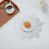 Плейсмат-салфетка на стол сервировочная Снежинка белая, фото 3