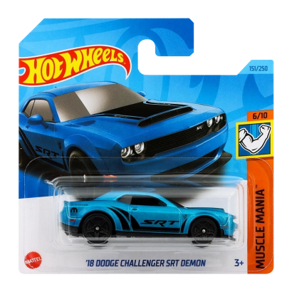 Hot Wheels Модель Dodge Challenger STR Demon '18, синий - фото 1 - id-p110592291