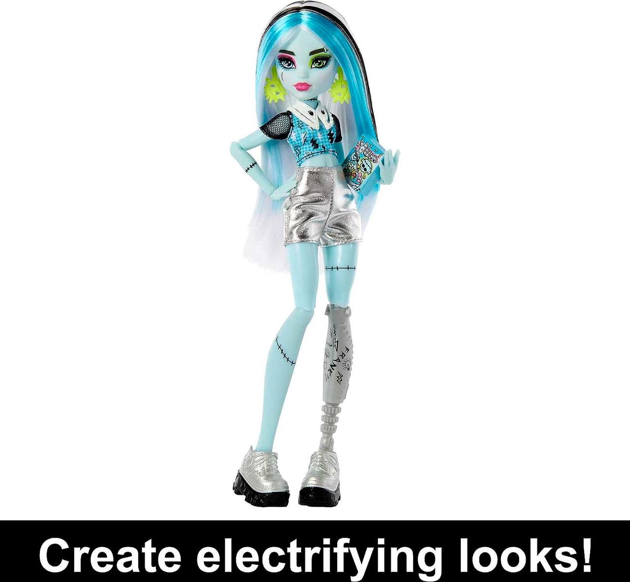 Кукла Monster High и модный набор, Фрэнки Стейн со шкафчиком для переодевания и более 19 сюрпризов