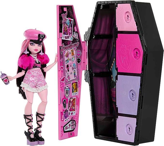 Кукла Monster High и модный набор, Дракулаура с шкафчиком для переодевания и более 19 сюрпризов