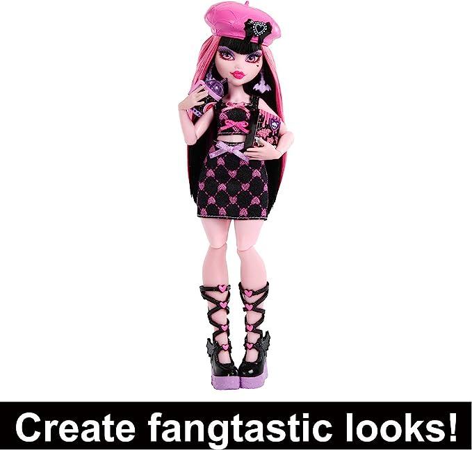 Кукла Monster High и модный набор, Дракулаура с шкафчиком для переодевания и более 19 сюрпризов