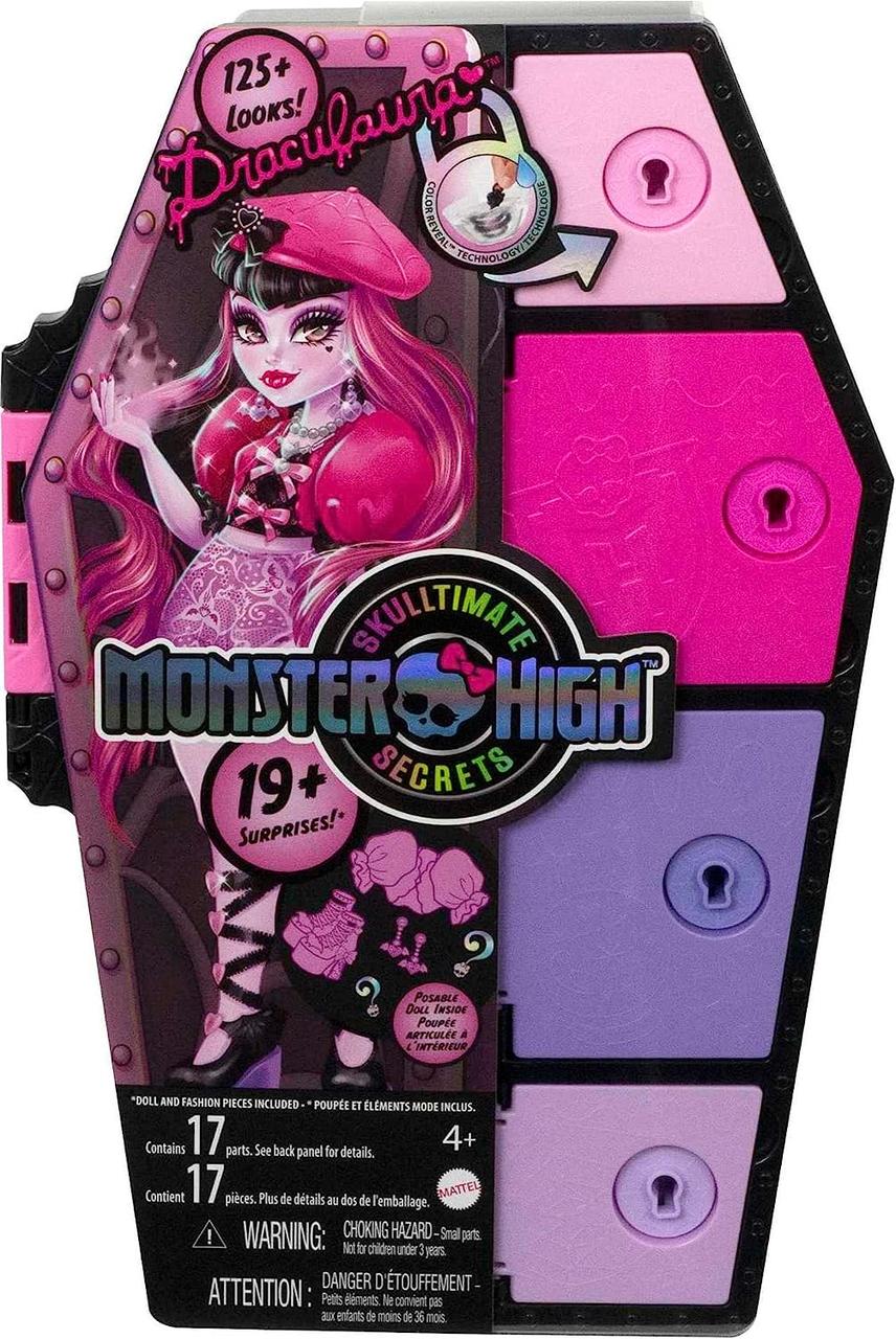 Кукла Monster High и модный набор, Дракулаура с шкафчиком для переодевания и более 19 сюрпризов