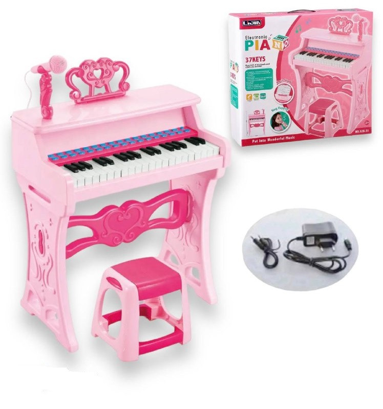 Набор пианино синтезатор для малышей 18 мес розовый 37 клавиш 63х43 см - фото 5 - id-p110592657