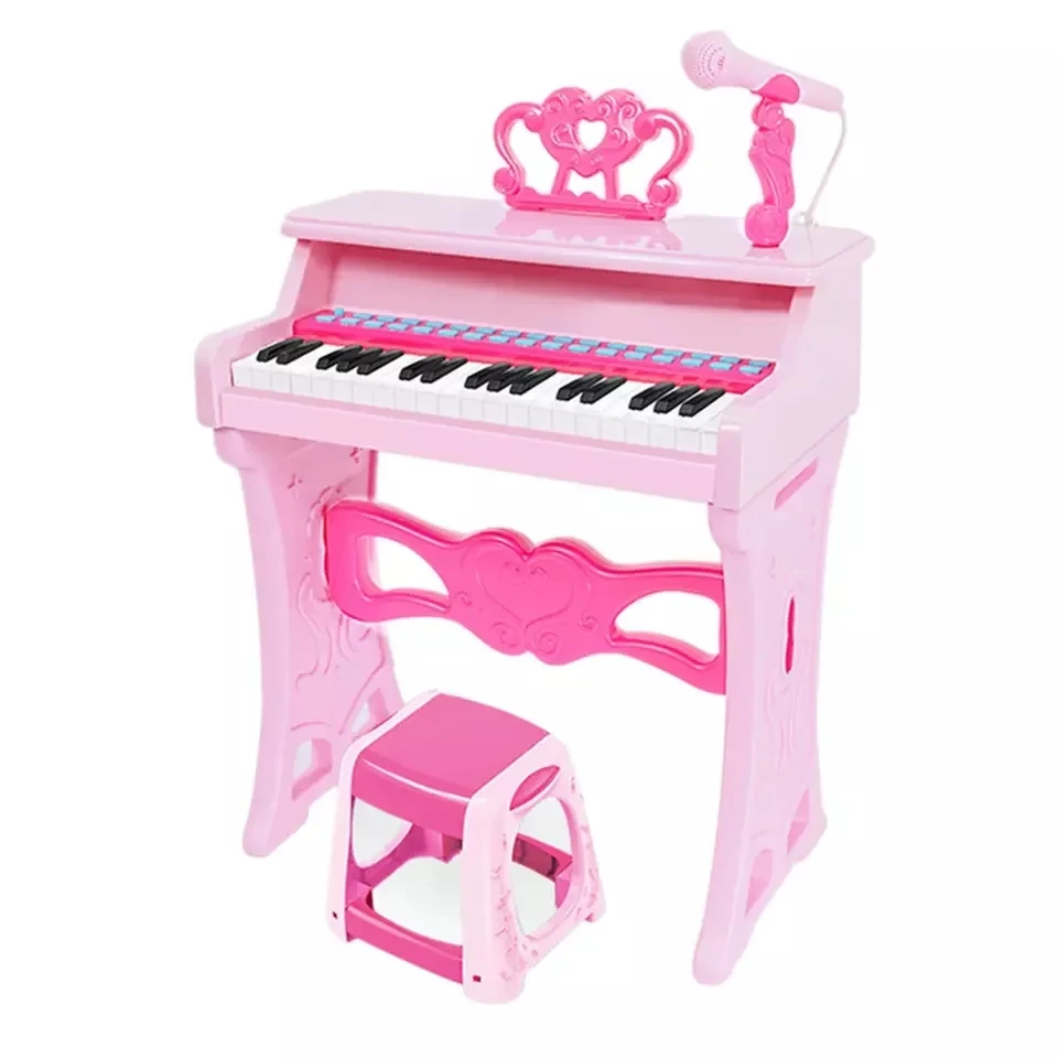 Набор пианино синтезатор для малышей 18 мес розовый 37 клавиш 63х43 см - фото 4 - id-p110592657