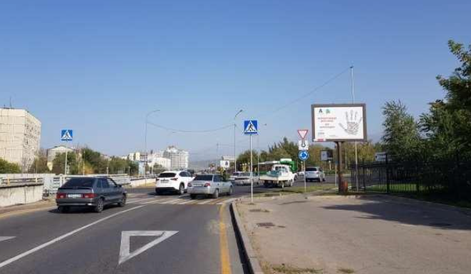Размещение ситибордов в Алматы - пр.Аль-Фараби - ул.Мустафина Направление юго-запад, около школы "Мирас" (№39)