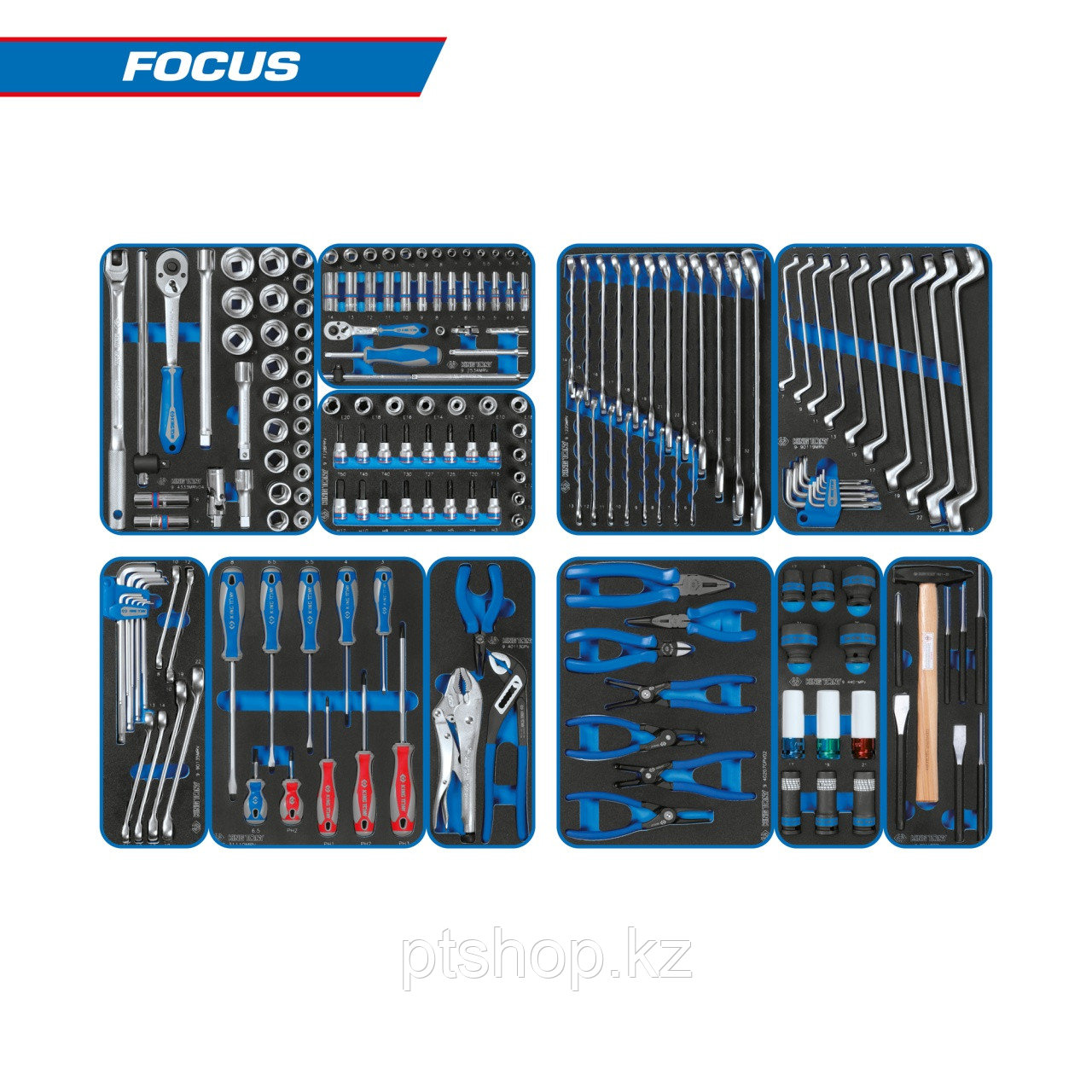 Набор инструментов King Tony Focus 934-188MRVD для тележки 11 ложементов 188 предметов