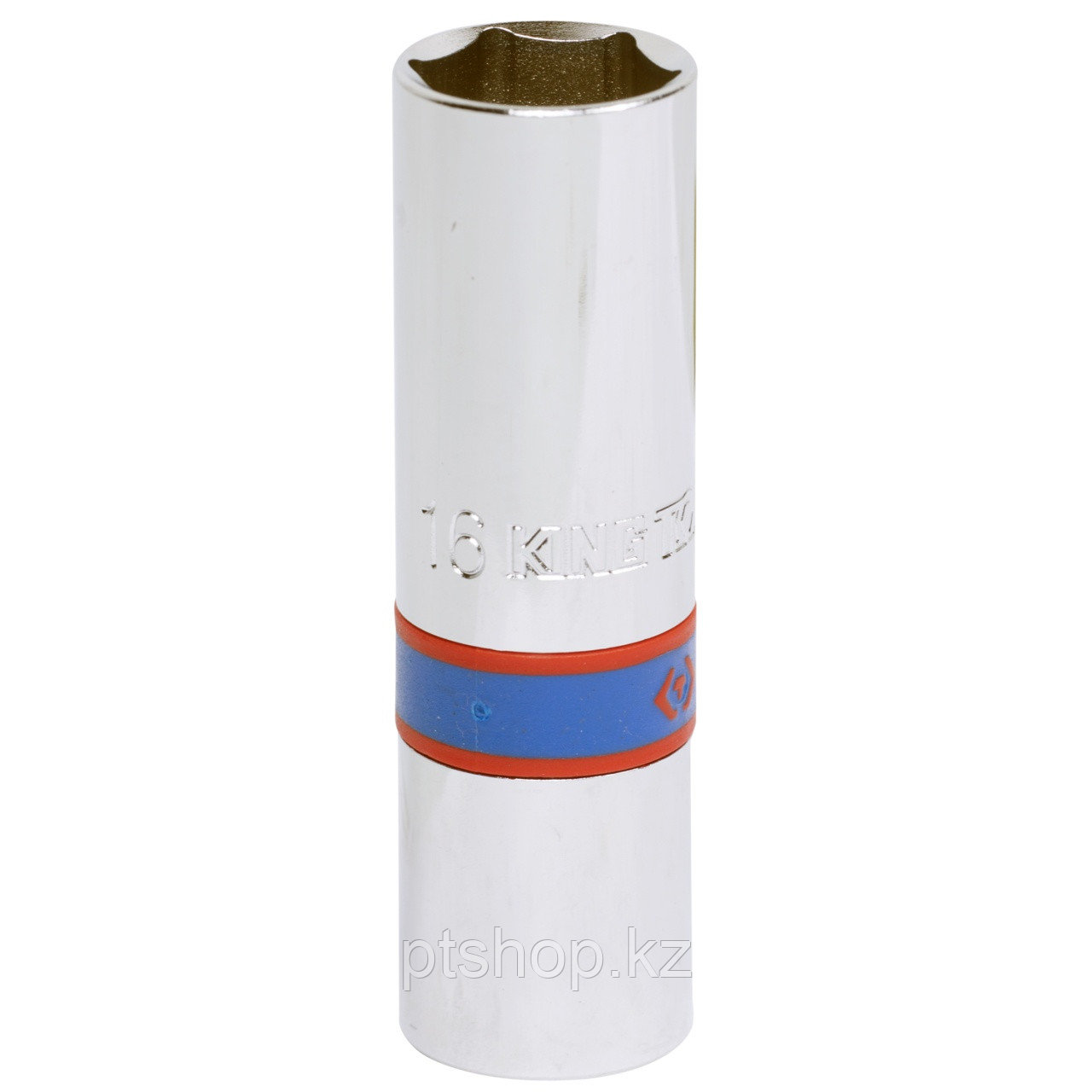 KING TONY Головка свечная шестигранная 1/2", 16 мм, L = 70 мм, резиновый фиксатор KING TONY 463516R