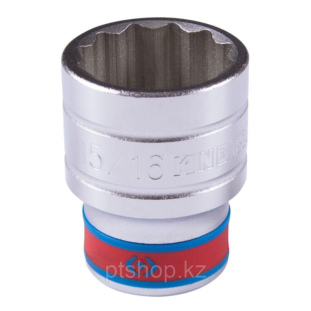 KING TONY Головка торцевая стандартная двенадцатигранная 1/2", 15/16", дюймовая KING TONY 433030S