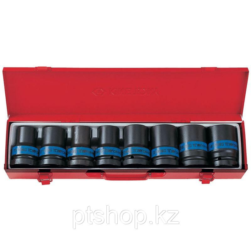 KING TONY Набор ударных торцевых головок 1", шестигранные, тонкостенные, 17-41 мм, 8 предметов KING TONY